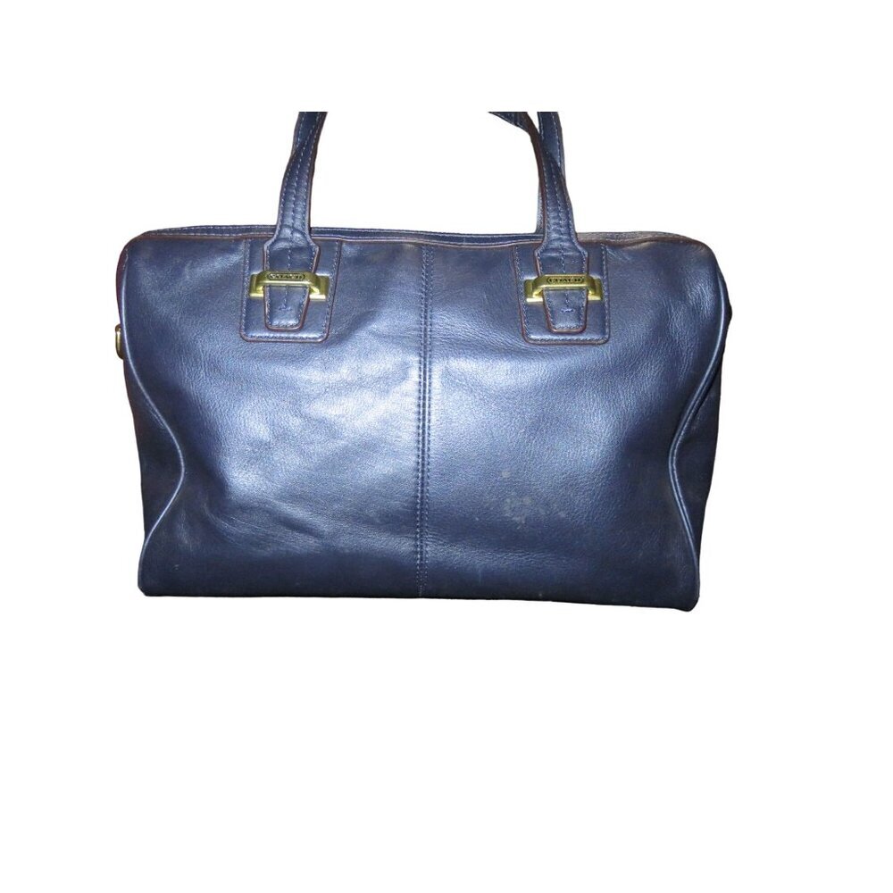 Coach Taylor 2013 Metallic Blue Leather Double Handle Satchel & Crossbody Strap - Picture 2 of 13